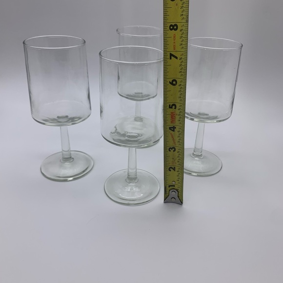 Set If 4 Vintage Clear Solid Cylinder Stem Wine Glasses 7” - Picture 6 of 10
